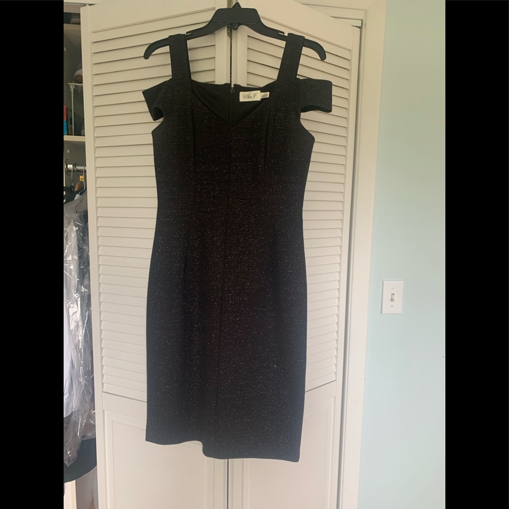 Black shimmer cocktail dress